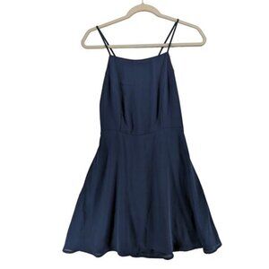Forever 21 Sundress L Navy Blue Juniors Mini Sleeveless‎ Crisscross Back Dress